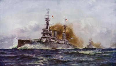 En kjent kampkrysser - HMS Invincible av Charles John de after Lacy