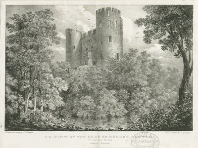 Dudley Castle - The Keep: gravering, nd [c 1825] (trykk) av Charles Joseph Hullmandel