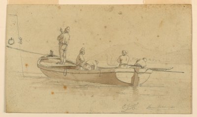 Fiskebåt ved den italienske innsjøen av Charles Joseph Hullmandel