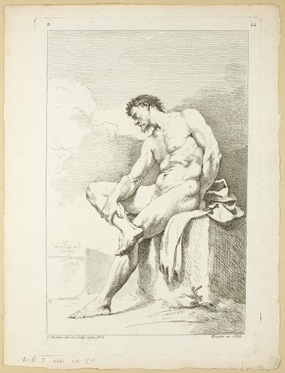 Figur, fra Second book of figures of Academys gravert delvis av professorene ved Royal Academy av Charles Joseph Natoire