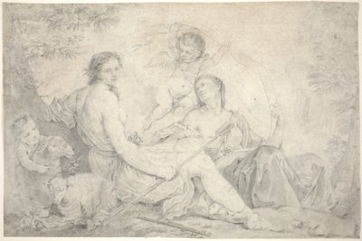 Hestia i et mytisk landskap, ca. 1760 (grafitt på vellum) av Charles Joseph Natoire