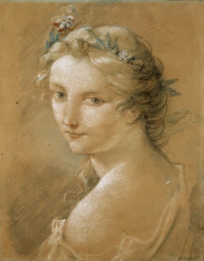 Portrett av en ung kvinne. av Charles Joseph Natoire