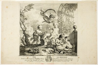 Spring, tallerken en fra The Four Seasons av Charles Joseph Natoire