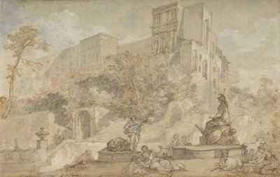 Fontenen i Roma ved Villa d'Este, Tivoli, 1765. av Charles Joseph Natoire
