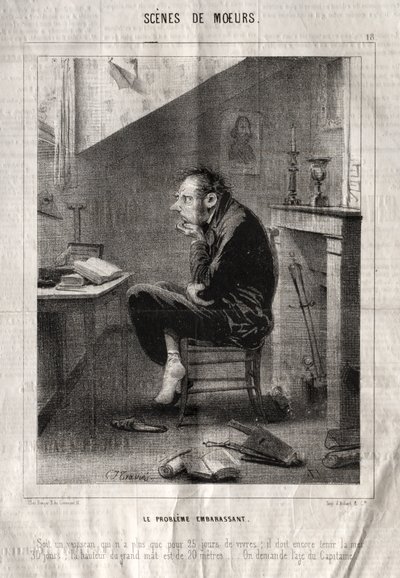 Scener med oppførsel: Det pinlige problemet ... av Charles Joseph Traviès de Villers