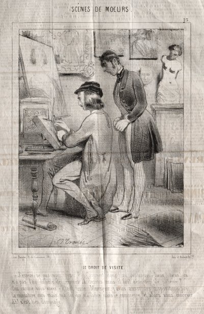 Oppførselsscener: Besøksretten. Håper ikke å plage deg.... av Charles Joseph Traviès de Villers