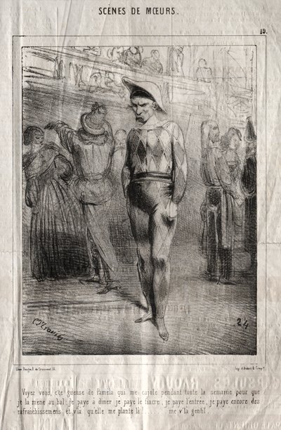 Scener med manerer: Du skjønner, det er Pamelas kø som overtaler meg hele uken, slik at jeg tar henne med på ballen... av Charles Joseph Traviès de Villers