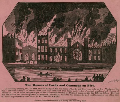 Houses of Lords and Commons i brann, 16. oktober 1834 av Charles Keene