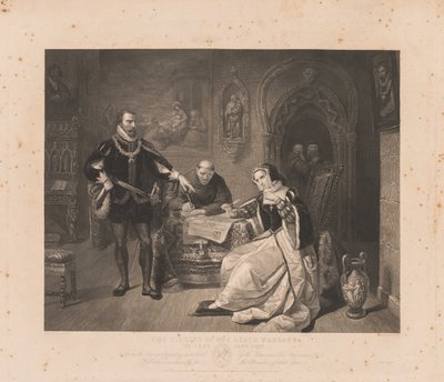 Signering av dødsdommen til Lady Jane Grey. av Charles Kennedy Burt