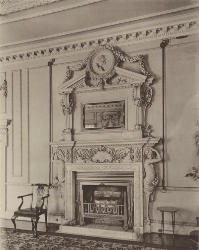 Stoke Hall, Derbyshire, skorsteinsstykker i tegnestuen av Charles Latham