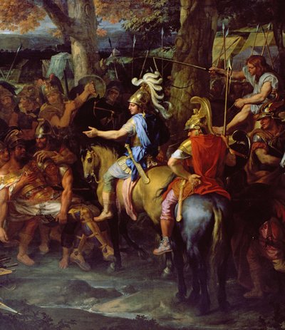 Alexander og Porus i slaget ved Hydaspes, ca. 1673 (olje på lerret) (detalj av 90063) av Charles Le Brun