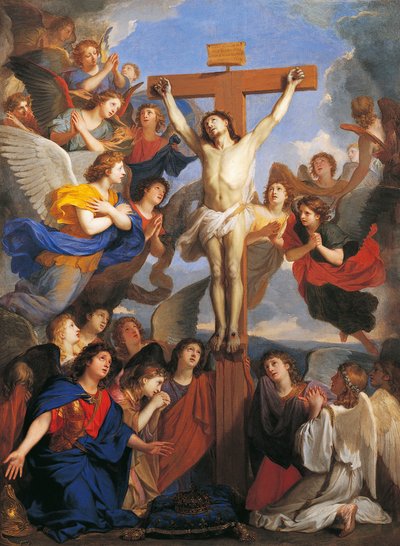 Krusifiks med engler, rundt 1660, av Charles Le Brun (1619-1690) av Charles Le Brun