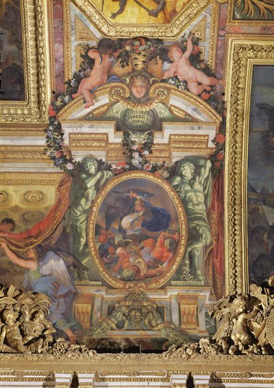 Tyrkernes nederlag i Ungarn av kongens tropper i 1664, takmaleri fra Galerie des Glaces av Charles Le Brun