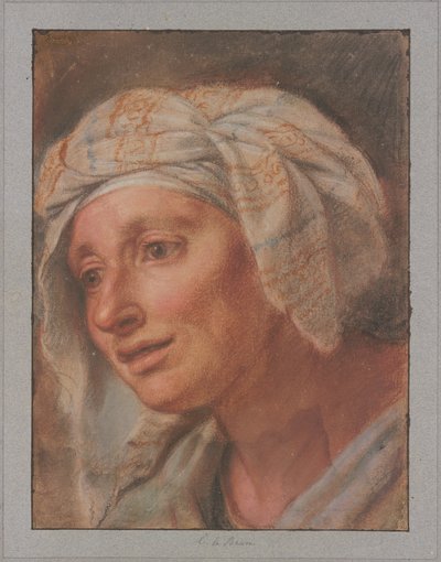 Dronning med hodeskjerf fra «Dronninger ved Aleksander den stores føtter» av Charles Le Brun