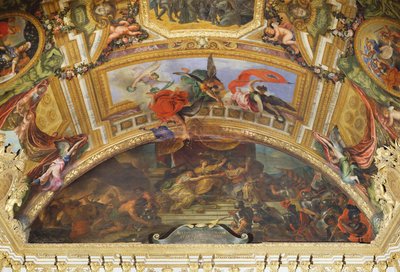 Alliansen mellom Tyskland og Spania med Holland, 1672, takmaleri fra Galerie des Glaces av Charles Le Brun