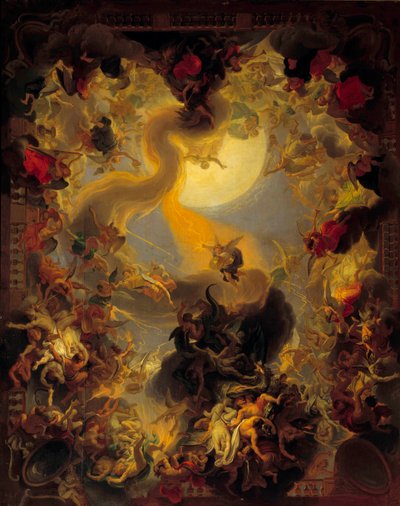 De opprørske englenes fall. Maleri av Charles Lebrun (Le Brun) (1619-1690) av Charles Le Brun