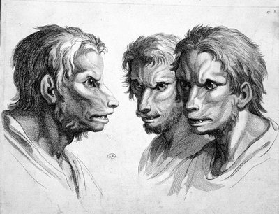 Tre ansikter av varulv (varulv) - av Le brun av Charles Le Brun