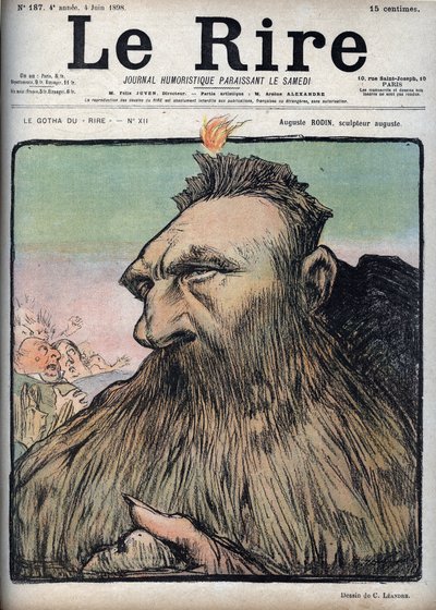 Auguste Rodin (1840-1917) billedhugger Augustus - tegneserie av Charles Leandre (1862-1934) i "" Le Rire"" av 4. juni av Charles Leandre