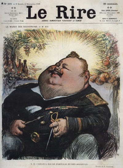 Charles I, konge av Portugal (1863-1908) - Carlos I, konge av Portugal og Algarves - Karikatur av Charles Leandre (1862-1934) i "The Rire"" av 8. november av Charles Leandre