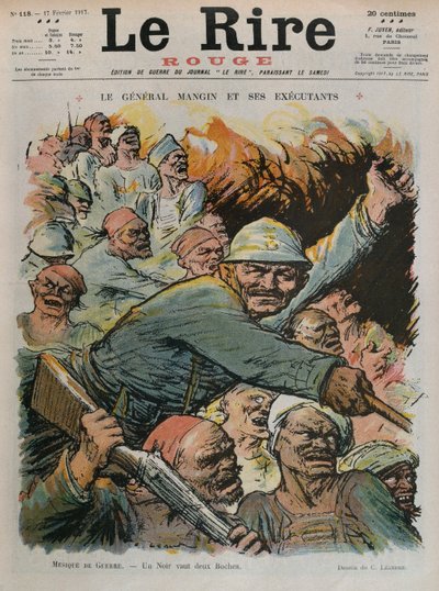 General Charles Mangin og hans undermenn, en svart er så god som to bocher, illustrasjon på forsiden fra 