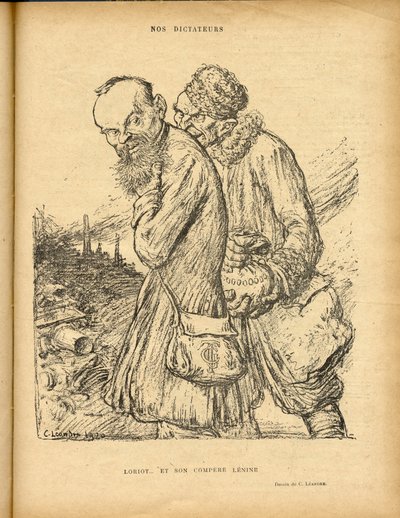 Illustrasjon av Charles Leandre (1862-1934) i Le Rire, 29/05/20 - Loriot og hans komiker Lenine - Uss - Lenine, Loriot av Charles Leandre