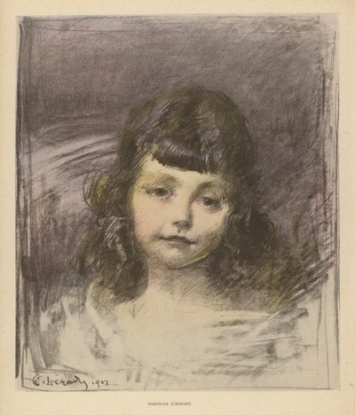Portrett av et barn (litho i farge) av Charles Leandre