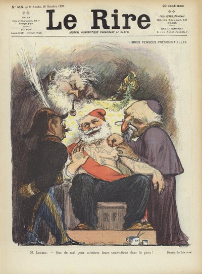 Frankrikes president Loubet blir tatovert. Illustrasjon for Le Rire av Charles Leandre