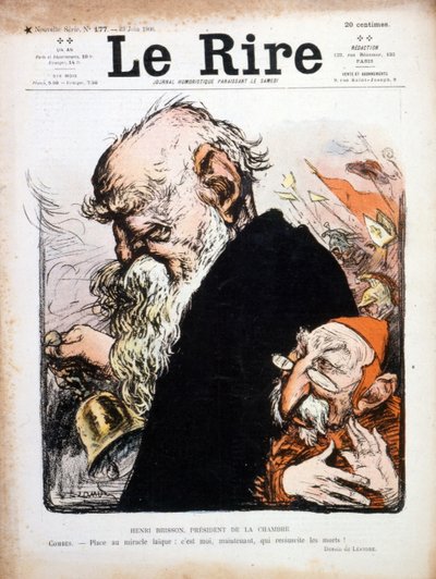 Satirisk illustrasjon av Eugene Henri Brisson omslag av Le Rire 1906 (gravering) av Charles Leandre