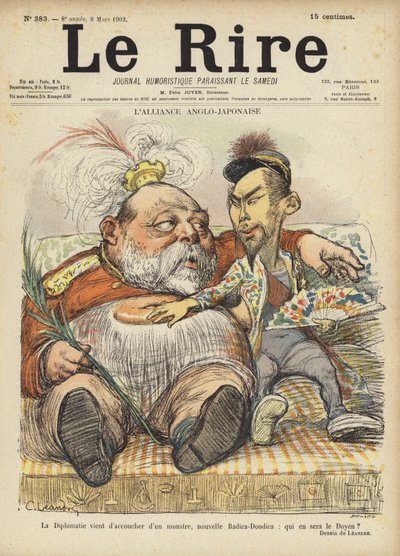 Den anglo-japanske alliansen, illustrasjon for Le Rire av Charles Leandre