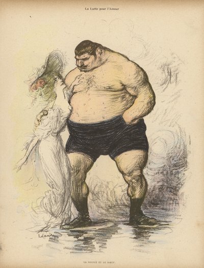 Kampen om kjærligheten: mykhet og styrke (litho-farge) av Charles Leandre