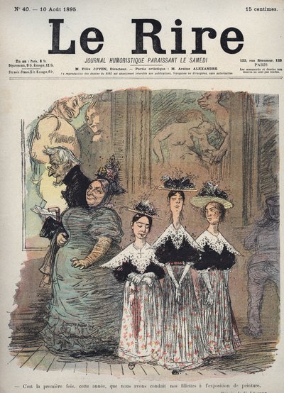 Dette er første gang, i år, at vi har ført jentene våre til maleriutstillingen - karikatur av Charles Leandre (1862-1934) i "" Le Rire""" 10. august av Charles Leandre