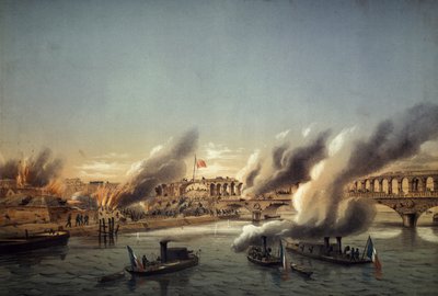 Seineflotillen tvang inn i Paris ved barrikaden 21. mai av Charles Leduc