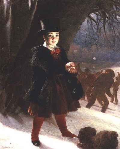 Tilbake fra skolen, en vinterdag av Charles Lees