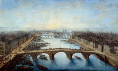 Kavalerisk utsikt over Paris tatt over Pont Royal i 1741 Maleri av Charles Grevenbrock (? -1758) 1741 Søn. 0,96x1,62 m Paris, musee Carnavalet - Panoramautsikt over Paris over Pont Royal i 1741. Maleri av Charles Grevenbroeck (? -1758) av Charles Leopold Grevenbroeck