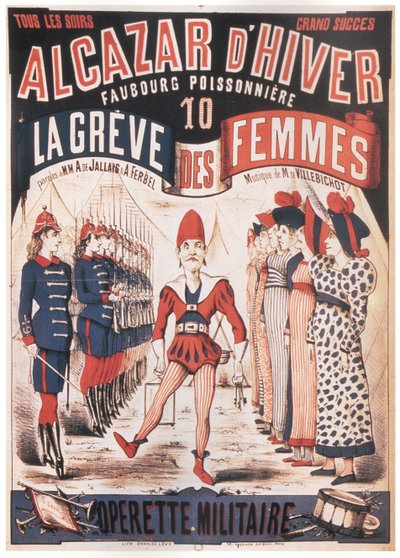 Plakat for operetten La Grêve des femmes av A. de Villebichot, 1879-1880 av Charles Levy