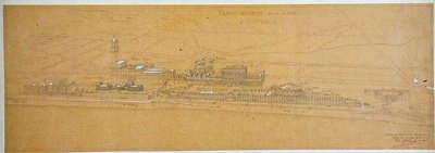 Design for transformasjonen av sanddynene i Oostende inkludert feriehuset i den belgiske kongefamilien av Charles Louis Girault