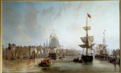 Port of Rouen i 1855 Maleri av Charles Louis Mozin (1806-1862) 1855 Søn. 1,77x2,87 m Rouen, Musee des Beaux Arts av Charles Louis Mozin