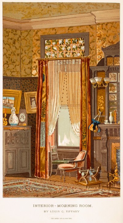 Morning Room 1881, av Tiffany, Charles Louis fra C Harrisons Womans Handiwork in Modern Homes New York 1881 av Charles Louis Tiffany