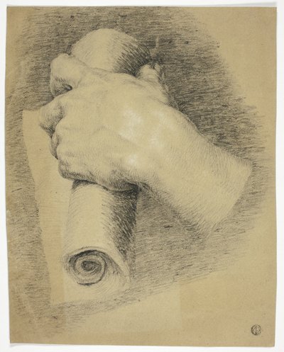 Hånd som holder en rull med papirer av Charles Lucy