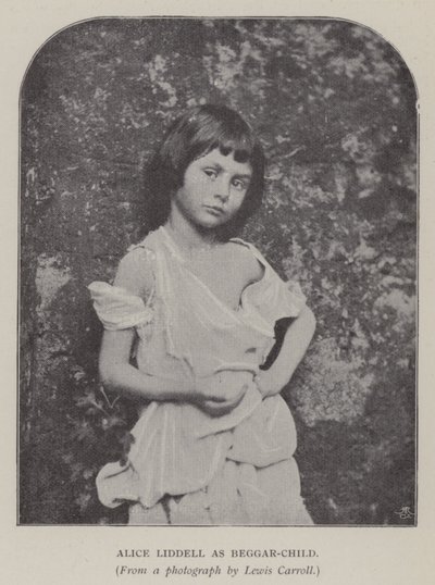 Alice Liddell som Beggar-Child (s/hvitt bilde) av Charles Lutwidge Dodgson