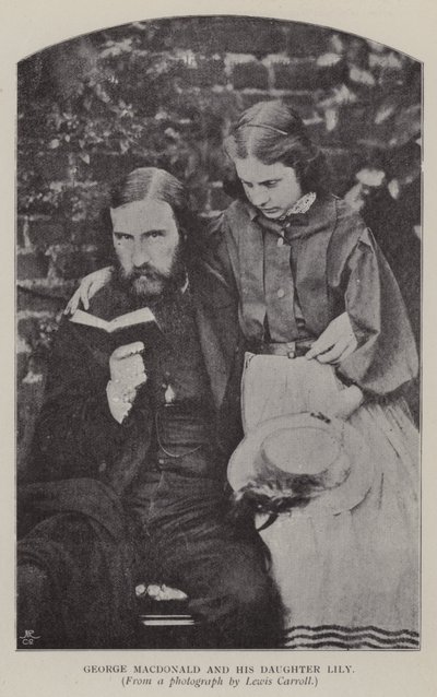 George Macdonald og hans datter Lily (s/hvitt bilde) av Charles Lutwidge Dodgson