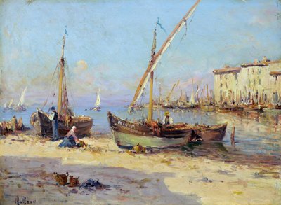 Utsikt over Martigues. Maleri av Charles Malfroy (1862-1918). Olje på tre. Mål: 29,5x40 cm. Obligatorisk omtale: Collection fondation regards de Provence, Marseille av Charles Malfroy