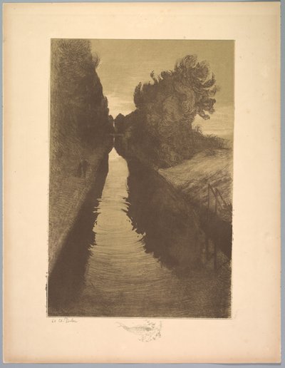 Suite of Landscapes: Landscape, Plate 1, Note, A Fish, 1892-1893. av Charles Marie Dulac