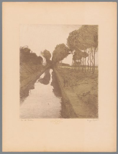To turgåere langs en kanal Landskap (serietittel) Suite des Paysages (serietittel) av Charles Marie Dulac