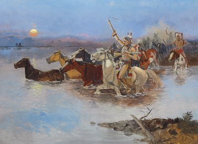Krysser elven, ca. 1895 av Charles Marion Russell