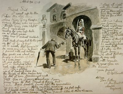Illustrert brev, 20. april 1914 (penn og blekk og vask på papir) av Charles Marion Russell