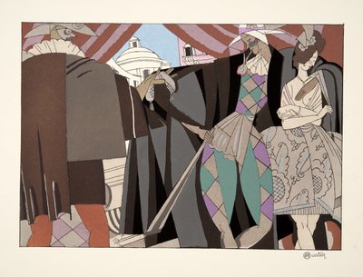 Italiensk komedie, fra Sports & Entertainment, pub. 1914 (stensiltrykk) av Charles Martin
