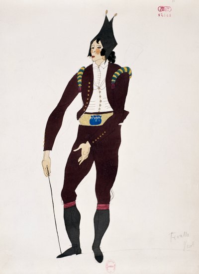 Kostyme for karakteren til Fiorello fra Barberen i Sevilla av Gioacchino Rossini, skisse av Charles Martin (1884-1934) av Charles Martin