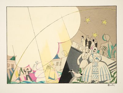 Fire, DArtifice, fra Sports & Entertainment, pub. 1914 (stensiltrykk) av Charles Martin