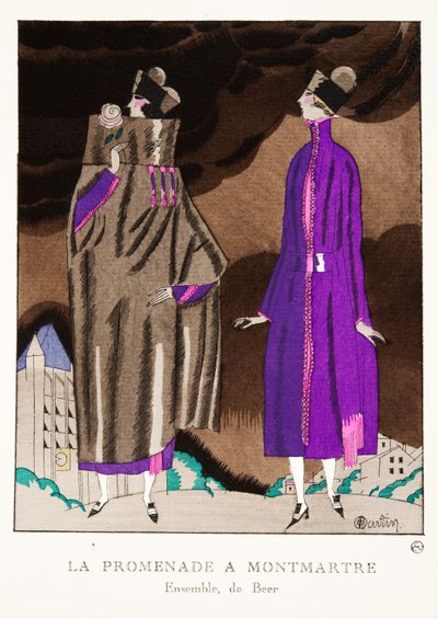 La Promenade a Montmartre, fra en samling moteplater, 1920 (pochoir-trykk) av Charles Martin